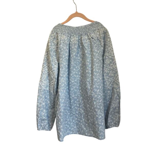 Joie Floral Peasant Blouse Embroidered Linen Cotton Blend Blue & White Sz S - Picture 2 of 8